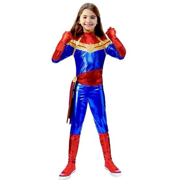 Rubies Girls 7/8 Small Avengers Infinity Saga Captain Marvel Costume AS IS - Picture 1 of 6